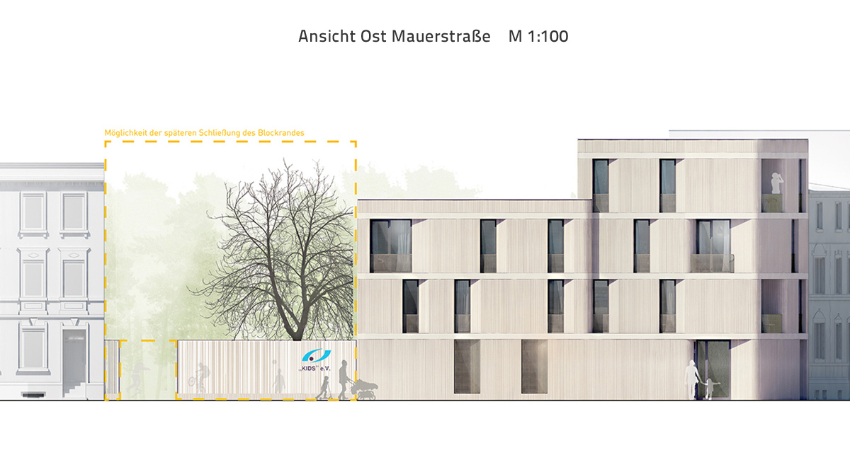 Schnitt Ansicht Ost - Neubau Mehrfamilienhaus in Bernburg