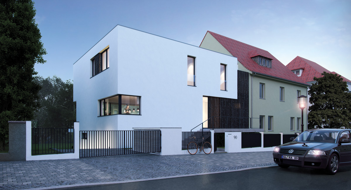 Vorderansicht Einfamilienhaus im Paulusviertel in Halle